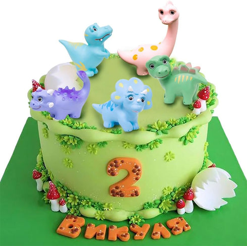 5 Pcs Lovely Dinosaur Figure Animal Toys Set Cake Topper, Micro Landscape