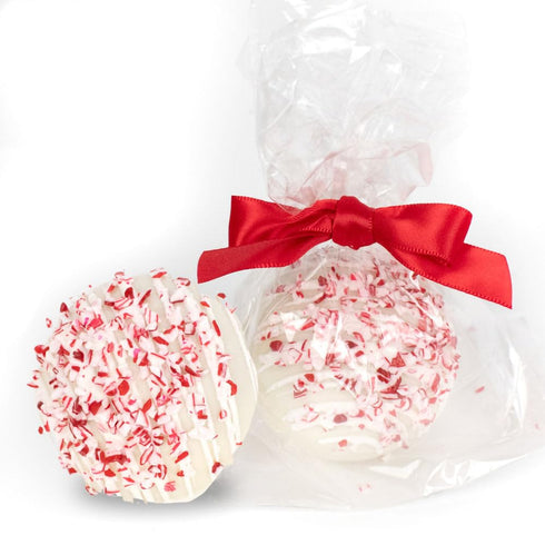 6 Pcs Hot Chocolate Bombs Bulk - White Chocolate with Crush Peppermints