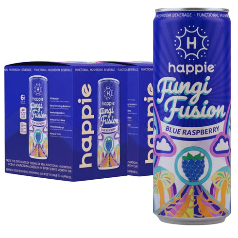 Happie Fungi Fusion Blue Raspberry Sparkling Mushroom Drink with Lion's Mane (900mg),
