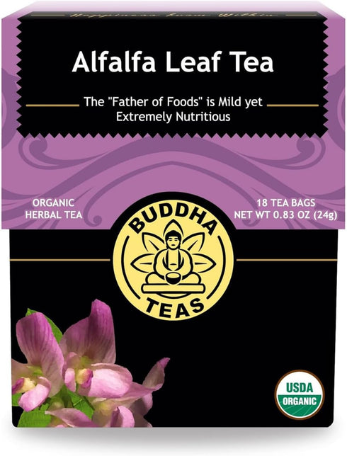 Alfalfa Leaf Tea Buddha Teas - Herbal Tea for Health & Wellbeing - 18 Tea Bags (Pack of 1)