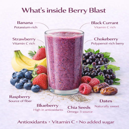 10 Berry Blast Smoothie Mix Freeze Dried Fruit Smoothie Powder for Smoothies & Shakes, Just Add Water or Milk, Servings