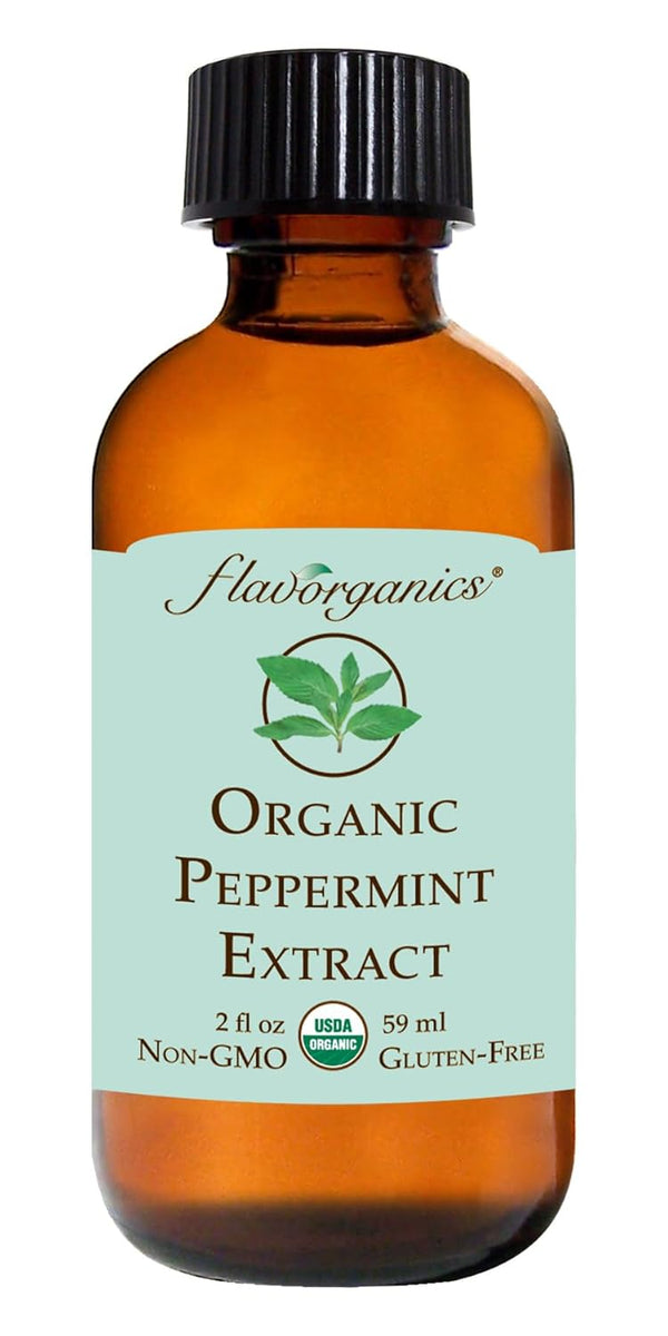 Flavorganics Organic Peppermint Extract, 2-Ounces Glass Bottles, Pack of 3