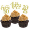 24 Pcs Gold Glitter 50th Birthday Cupcake Toppers for 50th Birthday Party Celebrating Decorations