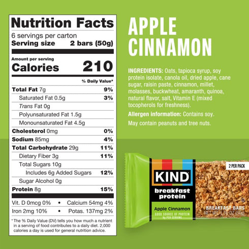 Pack, 8g 18 Count KIND Breakfast Protein Variety Almond Butter, Blueberry Almond, Apple Cinnamon, Protein, Gluten Free