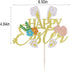 Kaoenla Gold Glitter Happy Easter Cake Topper - Bunny Easter Egg Decor, Spring Floral Easter Party Decorations Supplies