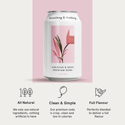 12 Oz (Pack 12) Something & Nothing Hibiscus & Rose Flavoured Sparkling Water | Lightly Carbonated, Full Flavoured