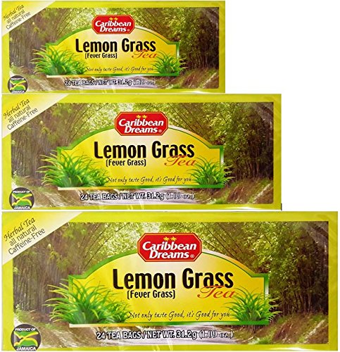 Caribbean Dreams Lemon Grass Tea (Fever Grass), 24 Tea Bags, 3 Pack