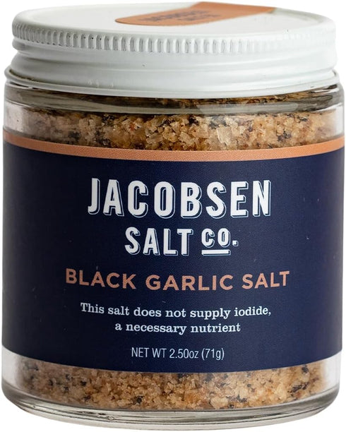 Jacobsen Salt Co. Black Garlic Salt Kosher Sea Salt, Non-Iodized, Made in