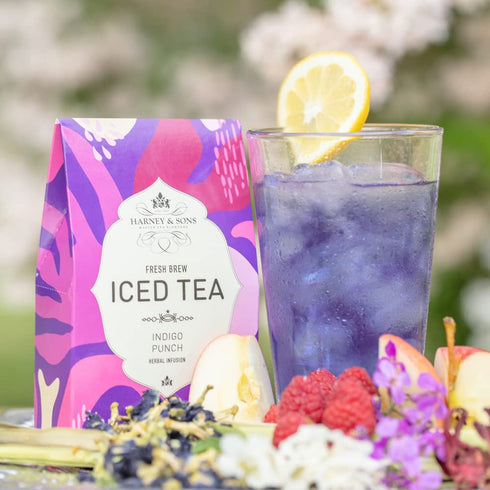2-quart Harney Fresh Brew Iced Tea Indigo Punch, Butterfly Pea Flower, Three bags