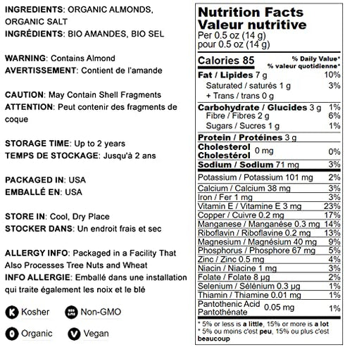 1 Food to Live Organic Dry Roasted Whole Almonds with Himalayan Salt, Pound Non-GMO, Oven Roasted, Lightly Salted, No
