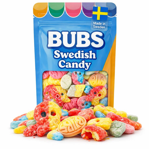 Bubs Swedish Candy Mix - Sweet Assorted Confection Collection with Skull and