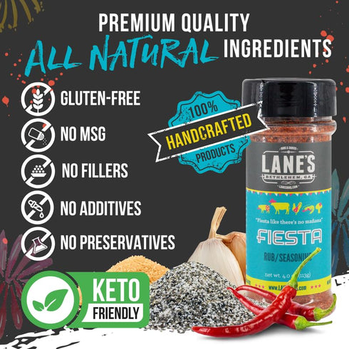 Lane's Fiesta Taco Seasoning Mix, 4.0 oz - All-Natural Keto, Mild, No MSG, Gluten Free