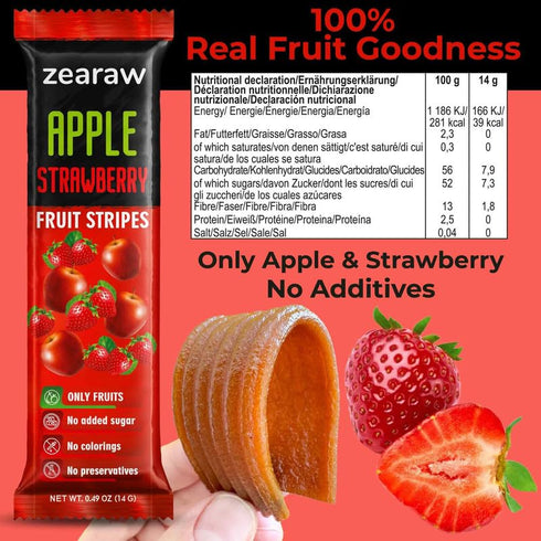 30 Pack ZEARAW Healthy Fruit Snacks for Adults and Kids Fruit Leather with Dried Pineapple, Blueberry, Apple-Strawberry