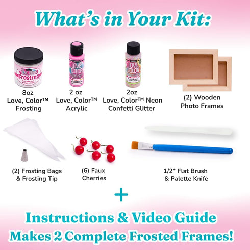 DecoArt Love Color Craft Kit Fake Cake Frosted Picture Frames DIY Craft Kit for Faux Frosting Crafts & Creative Home