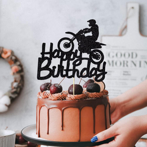 Qerleny Black Flash Happy Birthday Cake Topper, Sports Theme Cake Decoration for Birthday Party