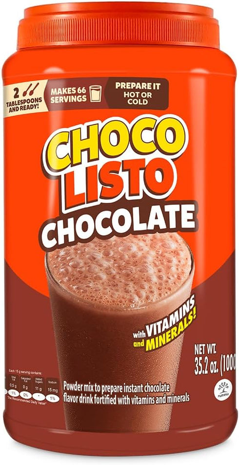 Chocolisto Instant Chocolate Drink, Nutritious Beverage with Vitamins and Minerals, 35.2 oz,
