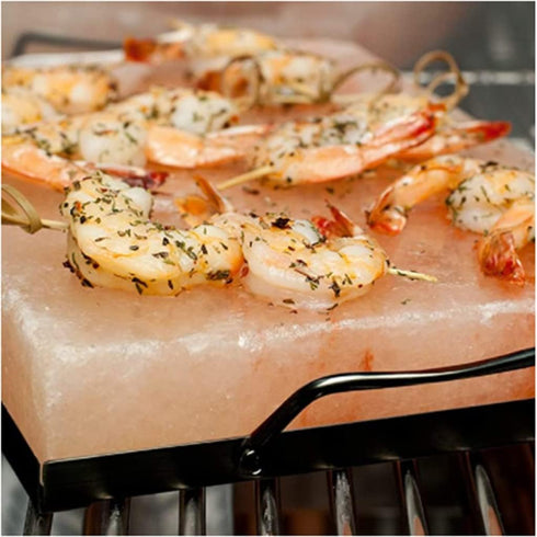 OULLYY Set, 12x8x1.6 inch. Himalayan Salt Plate Steel with Holder Outdoor BBQ Himalayan Salt Block for Grilling Searing