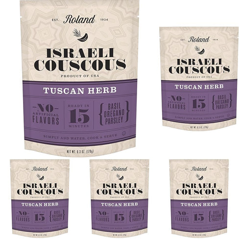 Roland Foods Tuscan Herb Israeli Couscous, Sourced in the USA, 6.3-Ounce Pouch