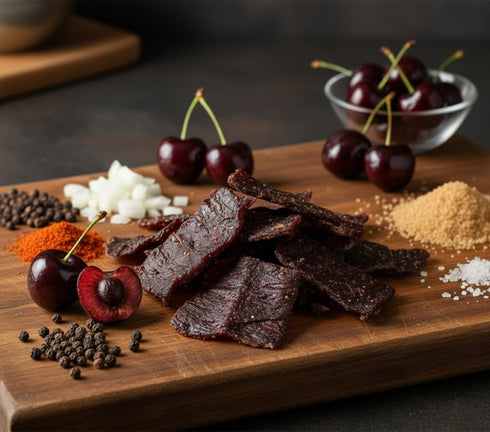 9 Slate Belt Smokehouse Black Cherry Beef Jerky, High Protein Snack, Gluten-Free Jerky Ounce