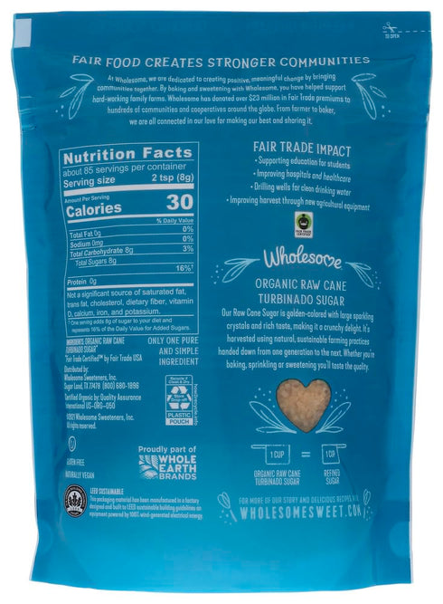 1.5 lbs (24 oz.) 680 g(Pack 2) Wholesome Sweeteners, Inc., Organic Turbinado, Raw Cane Sugar,