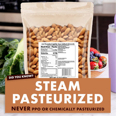 3 LB Roastery Coast - Just Roasted Almonds | Bulk Daily Nuts | Keto Snack | Lightly salted | Plant Protein | Heart