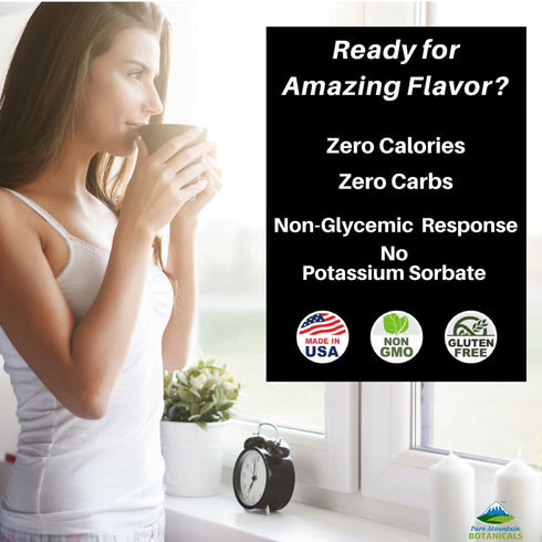 Pure Mountain Botanicals Organic Liquid Stevia Sweetener – Alcohol Free, Kosher Sugar Substitute Stevia Drops - 1oz