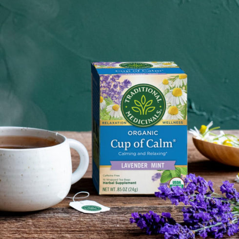 16 (Pack 6) Traditional Medicinals Organic Cup of Calm Relaxation Tea, Tea Bags
