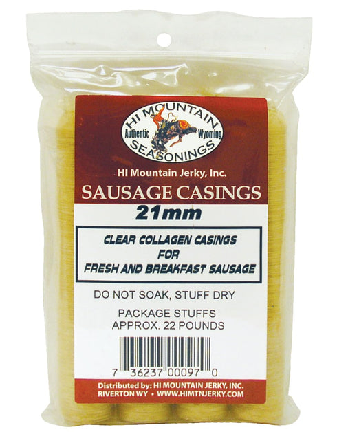 Hi Mountain Seasonings | 21 mm BREAKFAST SAUSAGE CASINGS | Clear, Edible,