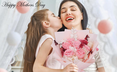NIUBILITY Preserved Flowers Bouquet, Pink Rose Flowers Gift for Valentine's Day, Mother's Day, Anniversary, Birthday