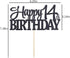 PALASASA Black Glitter Happy 14th Birthday Cake Topper | 14 Anniversary Party Decoration