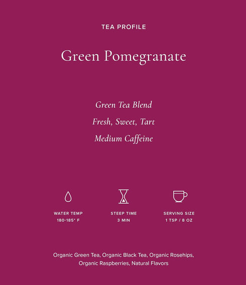Art of Tea | Organic Green Pomegranate Tea | 50 Eco Friendly Pyramid Tea Bag Sachets