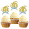 24pcs Pumpkin Cupcake Toppers - Fall Theme Cake Decoration for Baby Shower Party Supplies (Blue Bow)