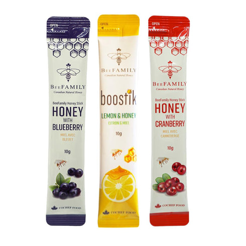 Set 300g BeeFamily - Variety Honey Stick - Blueberry, Cranberry, Lemon