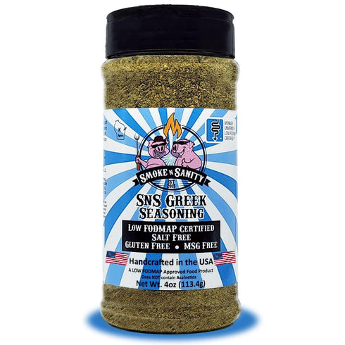 Smoke n Sanity SnS Greek Seasoning - Monash Certified Low FODMAP, Gluten Free, Salt Free, Dairy Free, Vegetarian (4.0