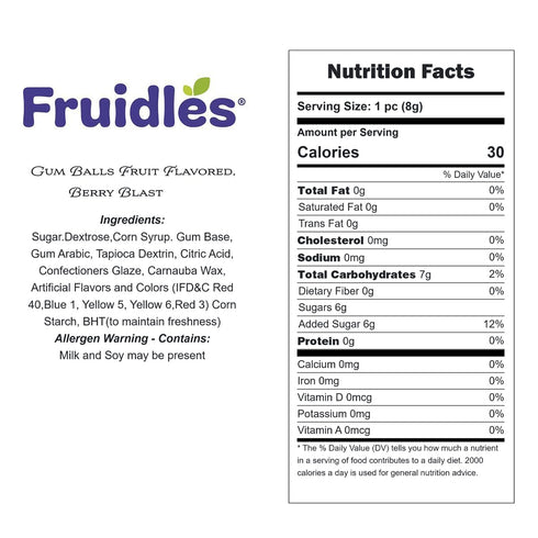 1" Inch (5 Fruidles Berry Blast Gum Balls Fruit Flavored, Candy Buffet Treats, Machine Size Refills, Kosher Certified