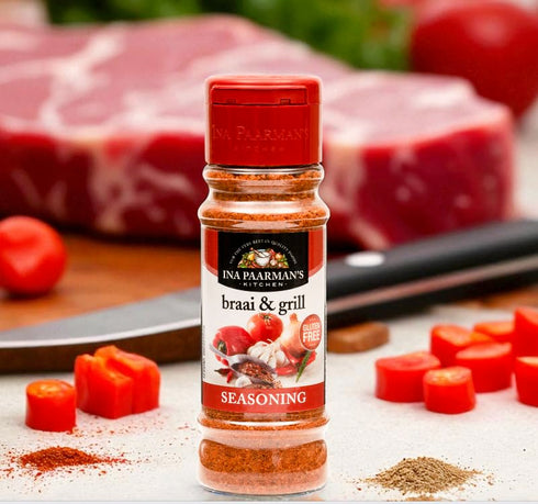 Ina Paarman 6.75 oz | Braai & Grill Seasoning | | Award Winning | Pairs with Beef, Lamb, Chicken, Pork, Fish, Veg | BBQ