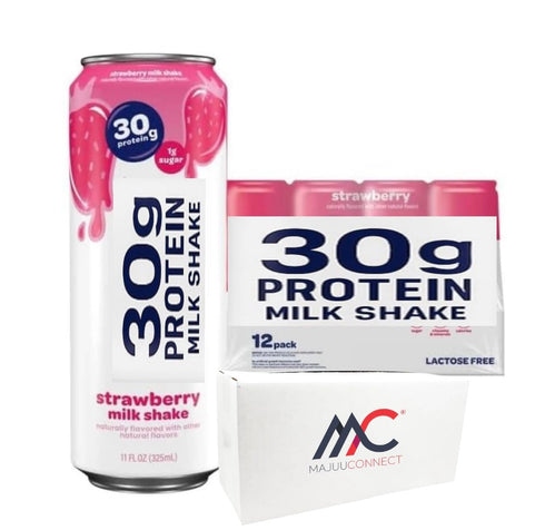 Generic (12 Pack, Strawberry) Milk Shake, Filtered 30g Protein 1g Sugar, 150 Calories,