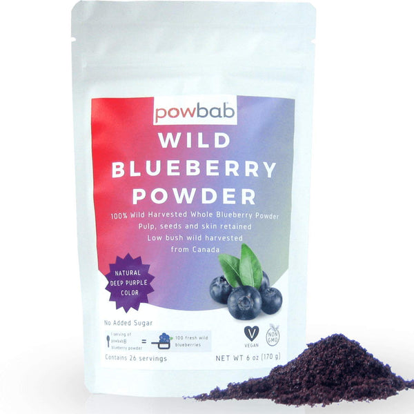 powbab Wild Blueberry Powder: 100% Whole Wild Blueberries (6 oz). Canada Grown.