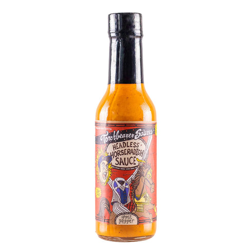 Headless Horseradish Hot Sauce by Torchbearer Sauces, 5 fl oz Bottle, Fiery Heat with Horseradish, Garlic & Mustard