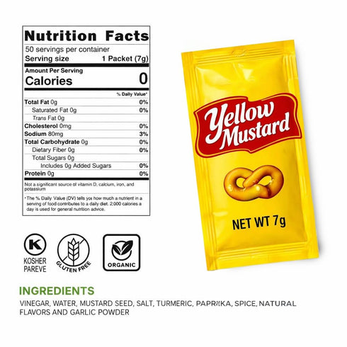 PailSail 7gm Pack) Packets (50 100 |150 200 300 400 1000) Pack (100 Pack, 100, Count) Yellow Mustard - (Multiple |