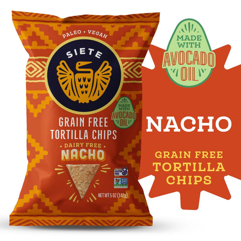 5 Oz (Pack 6) Siete Tortilla Chips | Grain Free | Gluten Free Chips | Paleo & Vegan Snacks | Non GMO | Nacho