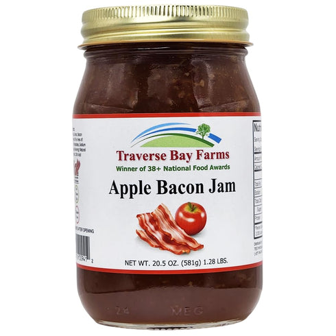 (2 Traverse Bay Farms Fruit Jams and Butters Jars, Apple Bacon Jam)