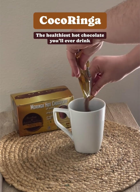 CocoRinga Moringa Hot Chocolate Cacao (LARGE box) First Natural Keto Non-dairy Hot Cocoa, Caffeine Free, Low Carb, High