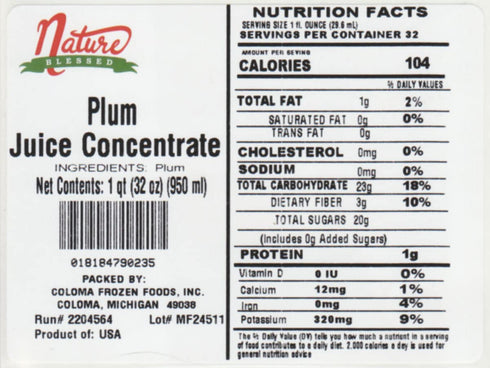 100% Nature Blessed Pure Plum Fruit Juice Concentrate Home Brewing, Distilling, Smoothies, Making Jelly