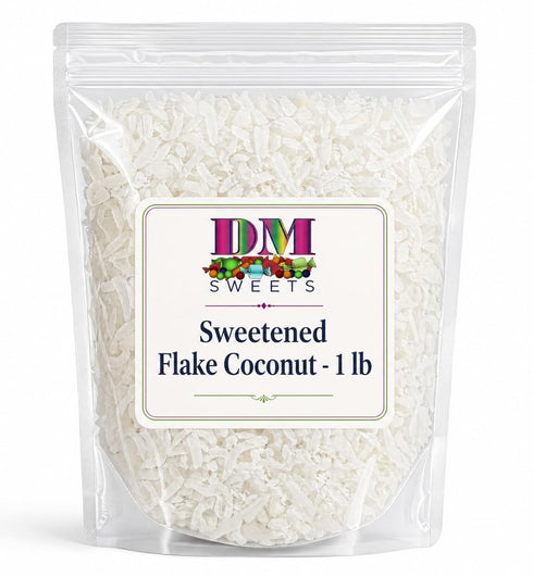 DM Sweets Sweetened Flake Coconut - 1 lb Bulk Bag of a Premium Baking