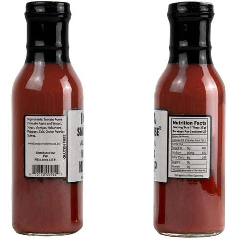 15 oz IOWA SMOKEHOUSE Ketchup, Habanero - All Natural, Made in USA - bottle