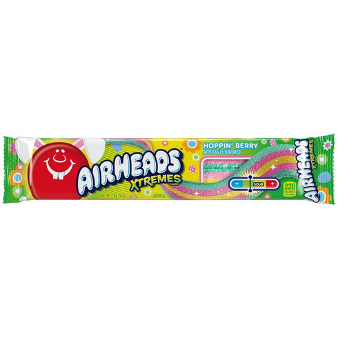 Package, 2 (18-Pack) Airheads Xtremes Belts Candy, Chewy Candy Hoppin Berry Fruit Flavor Artificially Flavored, Ounces