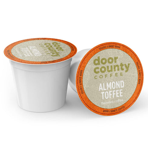 County 30 Count 100% Door Coffee Almond Toffee Flavored Ground - Single Serve Cups - Medium Roast - Specialty Arabica
