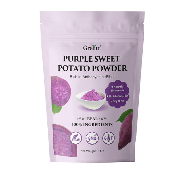 Grelim Premium Purple Sweet Potato Powder 8 Oz, Pure Natural Ube (Purple