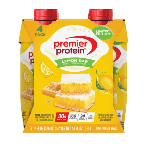 Premier Protein Shake, Limited Edition Lemon Bar, 30g Protein, 1g Sugar, 24